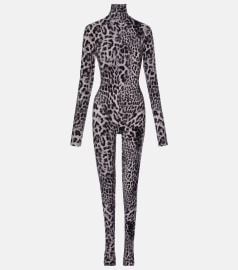 Norma Kamali Leopard print jersey catsuit at Mytheresa