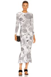 Norma Kamali Long Sleeve Crew Fishtail Dress To Midcalf in Odonata  FWRD at Forward