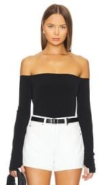 Norma Kamali Long Sleeve Off Shoulder Top In Black at Revolve