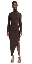 Norma Kamali Long Sleeve Turtle Neck Side Drape Gown at Shopbop