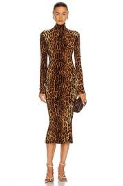 Norma Kamali Long Sleeve Turtleneck Fishtail Dress in Pantera  FWRD at Forward