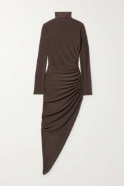 Norma Kamali Long Sleeve Turtleneck Side Drape Gown at Net a Porter