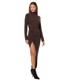 Norma Kamali Long Sleeve Turtleneck Side Drape Gown com at Zappos