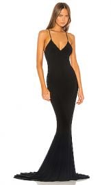 Norma Kamali Low Back Slip Mermaid Fishtail Gown in Black from Revolve com at Revolve