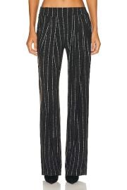 Norma Kamali Low Rise Pleated Trouser in Pinstripe FWRD at FWRD