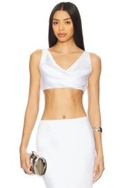 Norma Kamali Maria Cropped Top In Snow White at Revolve