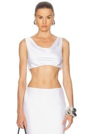Norma Kamali Maria Cropped Top in Snow White FWRD at FWRD