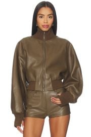Norma Kamali Oversized Turtleneck Bomber Jacket To Waist In Bark at Revolve