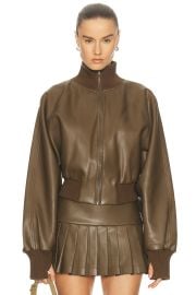 Norma Kamali Oversized Turtleneck Bomber Jacket in Bark FWRD at FWRD