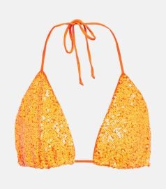 Norma Kamali Sequin embellished bikini top at Mytheresa