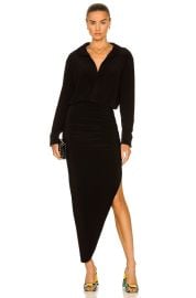 Norma Kamali Side Drape Asymmetric Midi Dress at Forward