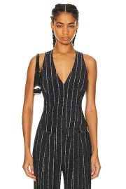 Norma Kamali Simple Vest in Pinstripe FWRD at FWRD