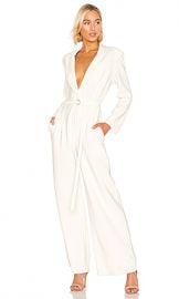 Norma Kamali Single Breasted Straight Leg Jumpsuit in Ivory from Revolve com at Revolve