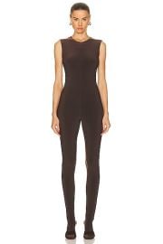 Norma Kamali Sleeveless Catsuit in Chocolate FWRD at FWRD