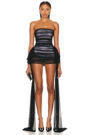 Norma Kamali Strapless Bill Pickleball Dress in Black Snow White FWRD at FWRD