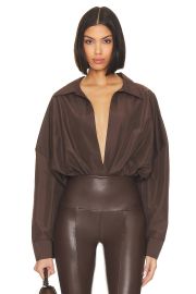 Norma Kamali Super Oversized Boyfriend NK Shirt Bodysuit at Revolve