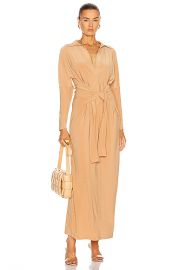 Norma Kamali Tie Front Shirt Dress in Nude   FWRD at Forward