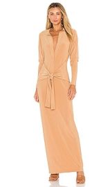 Norma Kamali Ty Front Nk Midcalf Shirt Dress In Nude at Revolve