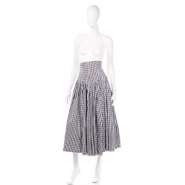 Norma Kamali Vintage Black & White Check Royalcore Victorian Inspired 2pc Dress at 1st Dibs