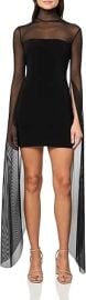 Norma Kamali Womenx27s Ribbon Sleeve Turtleneck Mini Dress WMesh at Womens Clothing store at Amazon