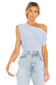 Norma Kamali X Revolve Drop Shoulder Top In Celestial Blue at Revolve