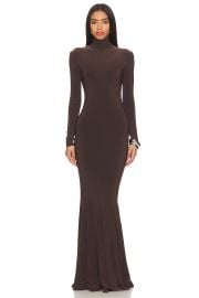 Norma Kamali X Revolve Fishtail Gown In Chocolate at Revolve