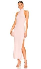 Norma Kamali X Revolve Halter Turtle Side Slit Gown In Blush at Revolve