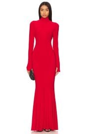 Norma Kamali X Revolve Turtle Fishtail Gown In Tiger Red at Revolve