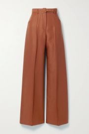 Norman belted wool and silk-blend twill wide-leg pants at Net a Porter