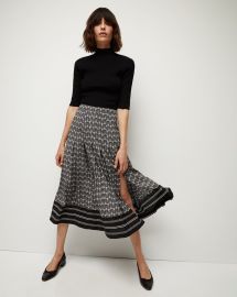 Norris V-Logo Stretch-Jersey Midi Skirt Veronica Beard at Veronica Beard