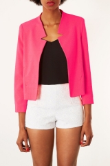 Notch Neck Jacket in Fluro Pink at Topshop