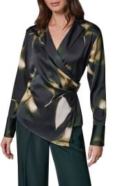 Notched Collar Satin Wrap Blouse at Nordstrom