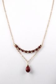 NouveauTique Oxblood and Gold Swarovski Pearl and Chain Trapeze Necklace at Etsy