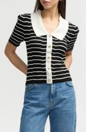 Nvlt Stripe Short Sleeve Cotton Blend Sweater at Nordstrom Rack