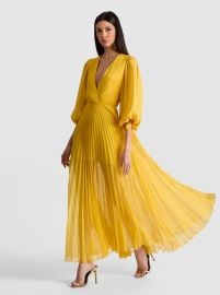 Nya Pleated Maxi Dress In Golden Hour Alice Olivia at Alice + Olivia