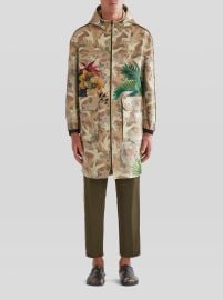 Nylon parka with tropical print  Men  Beige  ETRO at Etro