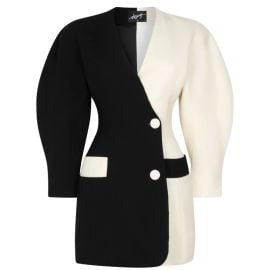 O-Sleeve Wool Crepe Mini Blazer Dress - Black White Elzinga Wolf amp Badger at Wolf and Badger