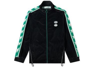 OFF-WHITE Logo Intarsia Velour Track Jacket BlackGreen - SS19 at Stockx