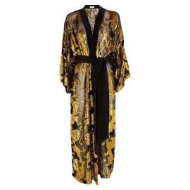 OLIVIA VON HALLE Golden Lurex Lion Silk Dressing Gown Kimono Robe OS For Sale at 1stDibs at 1st Dibs