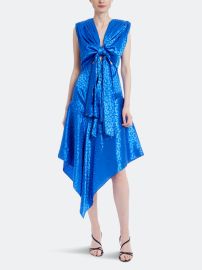 ONE33 SOCIAL Blue Asymmetrical Tie Front Cocktail Dress at Verishop