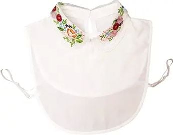 OOCC Women Flower Embroidery Detachable Half Shirt Blouse Fake Collar Chiffon Shirt Collar Faux Collar Collar at Womens Clothing store at Amazon