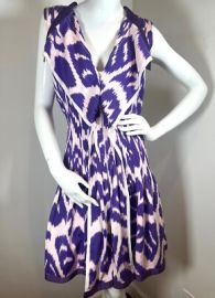 OSCAR DE LA RENTA PURPLE PINK WHITE SLEEVELESS DRESS SILK amp COTTON COLLAR SZ 6 eBay at eBay