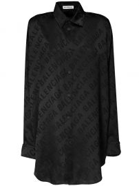 OVERSIZE LOGO JACQUARD SILK SATIN SHIRT at Luisaviaroma