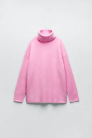 OVERSIZED KNIT TURTLENECK SWEATER - Pink   United States at Zara