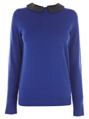 Oasis jumper with faux leather collar at Oasis