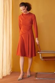 Oban Dress Amber Orange Clever Crepe at The Fold London