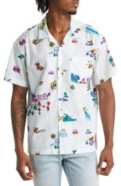 Obey Doodles Short Sleeve Organic Cotton Camp Shirt at Nordstrom