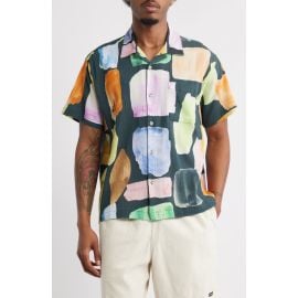 Obey Jems Abstract Print Cotton Seersucker Camp Shirt at Nordstrom