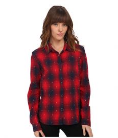 Obey Redwood Long Sleeve Button Down Red Multi at Zappos