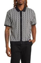 Obey Testament Geo Pattern Short Sleeve Knit Button-Up Shirt at Nordstrom